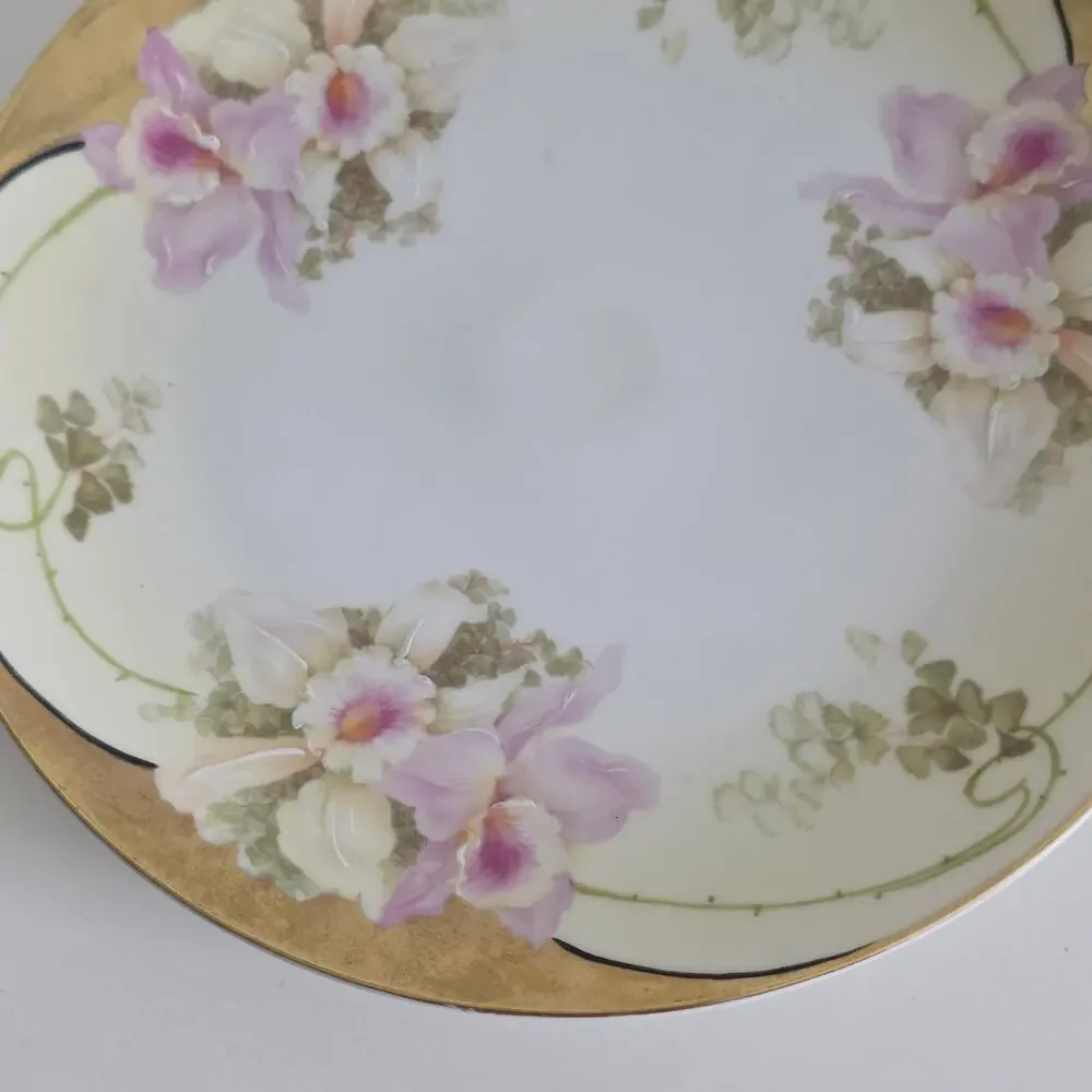 Royal Rudolstadt Prussia Hand Painted Raised Floral Cabinet Plate 8.5